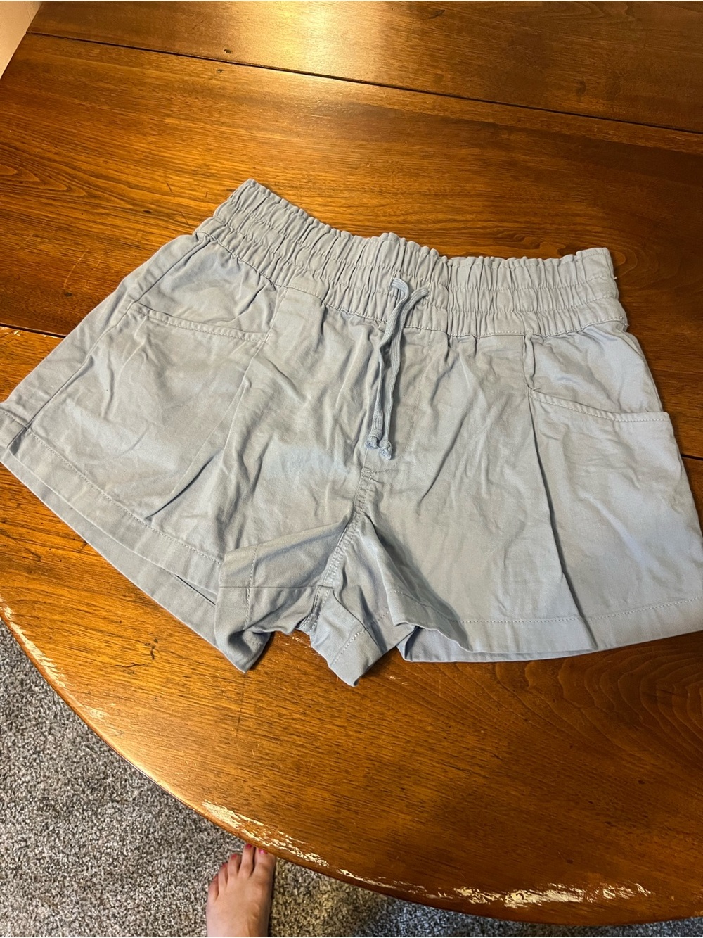 aerie Light Blue High-Waist Casual Drawstring Shorts